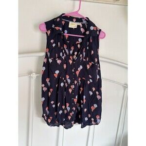 Anthropologie Maeve Women’s Navy Blue Tank Top Hot Air Balloons Sleeveless Blous